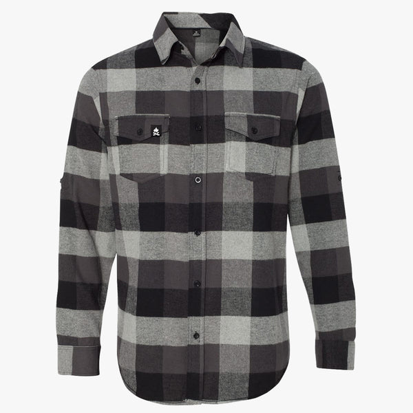 "CAMPFIRE FLEECE" BUTTON UP FLANNEL - BLACK PLAID