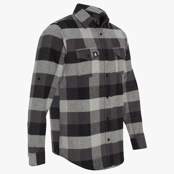 "CAMPFIRE FLEECE" BUTTON UP FLANNEL - BLACK PLAID
