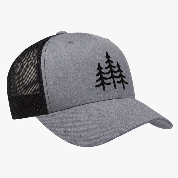 "PINES" - VINTAGE SNAPBACK TRUCKER HAT - HEATHER/BLACK
