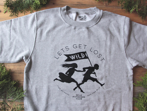 "LETS GET LOST" CREW NECK - SWEATSHIRT / HEATHER GREY