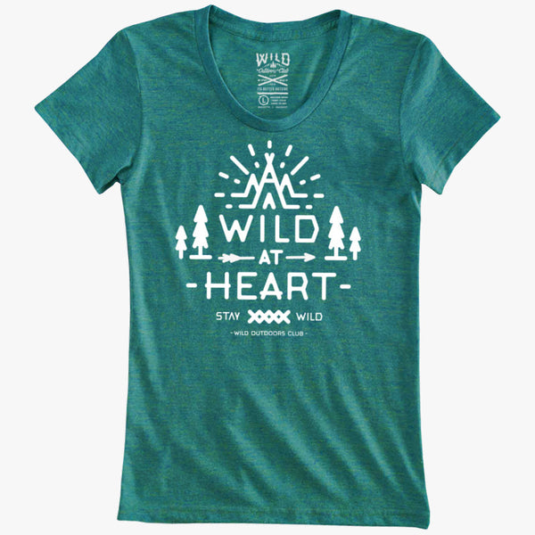 "WILD AT HEART" - WOMEN'S TRI-BLEND TEE - EVERGREEN