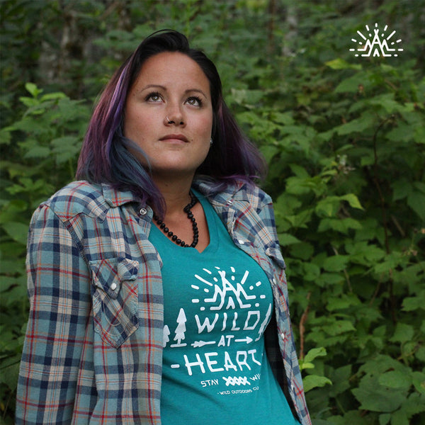 "WILD AT HEART" - WOMEN'S TRI-BLEND TEE - EVERGREEN