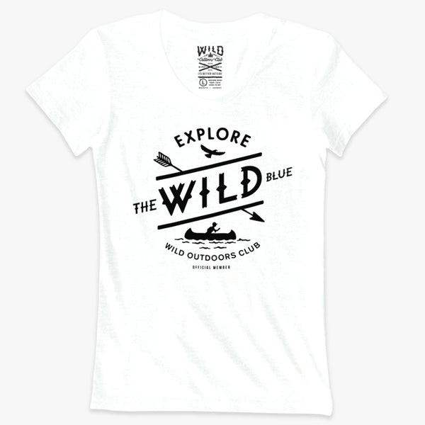 "WILD BLUE" - WOMEN'S PERFECT TEE - WHITE