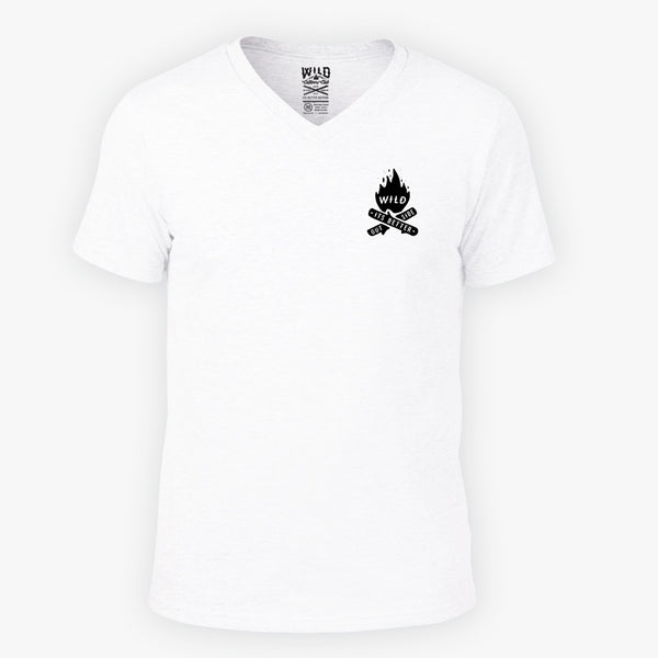 "CAMPFIRE CULTURE" MENS V-NECK TEE - WHITE