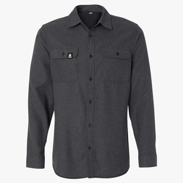 "CAMPFIRE FLEECE" BUTTON UP FLANNEL - CHARCOAL
