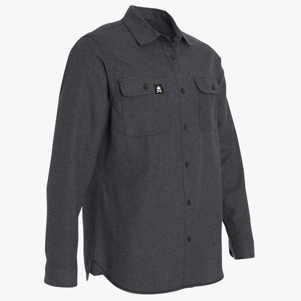 "CAMPFIRE FLEECE" BUTTON UP FLANNEL - CHARCOAL