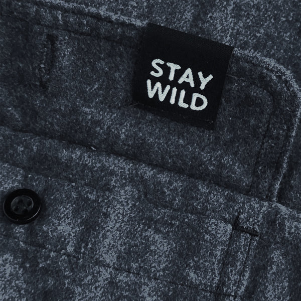 "CAMPFIRE FLEECE" BUTTON UP FLANNEL - CHARCOAL