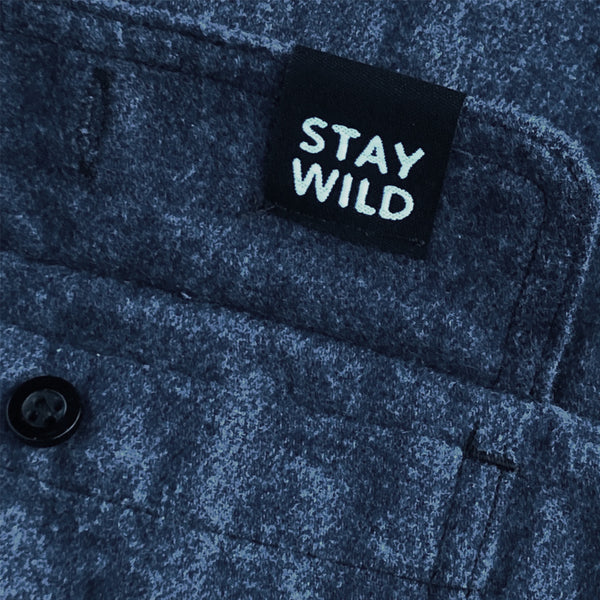"CAMPFIRE FLEECE" BUTTON UP FLANNEL - DENIM