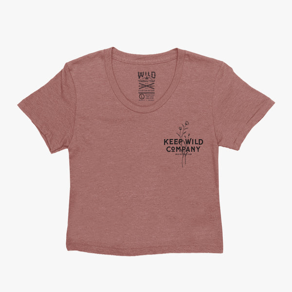"WILD COMPANY" WOMEN'S CROP TEE - MAUVE
