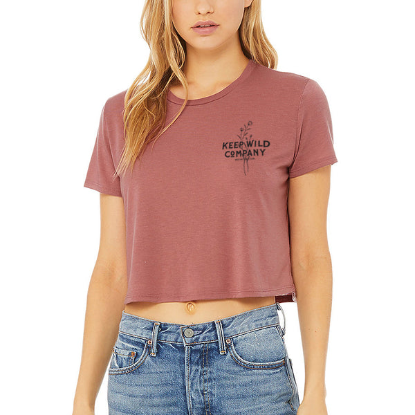 "WILD COMPANY" WOMEN'S CROP TEE - MAUVE