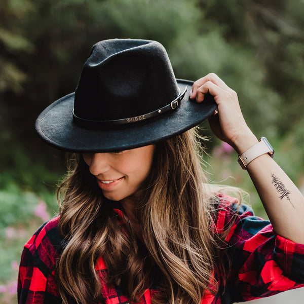 "EXPEDITION" - FELTED WIDE BRIM FEDORA - BLACK