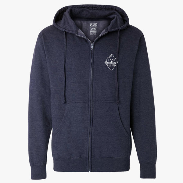 "LAKE DAYS" ZIP HOODY - NAVY HTHR
