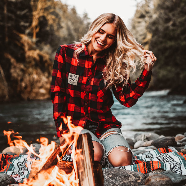 "LUMBERJACK" UNISEX  RED PLAID BUTTON-UP