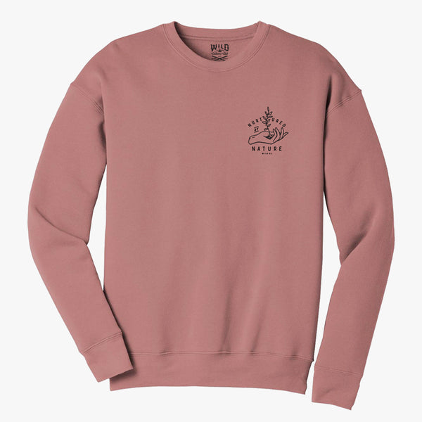 "NURTURED BY NATURE" CREW NECK SWEATSHIRT