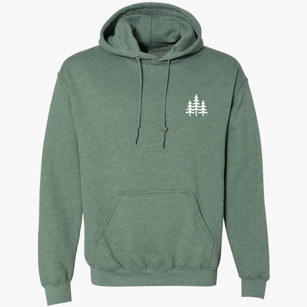 "PINES" FLEECE HOODY - FOREST HEATHER