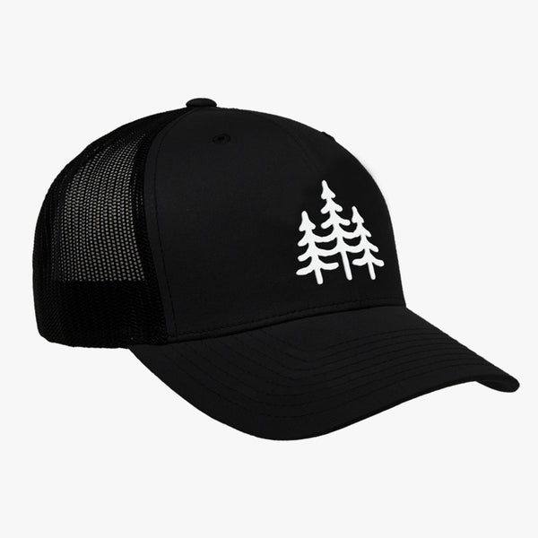 "PINES" - VINTAGE SNAPBACK TRUCKER HAT - BLACK