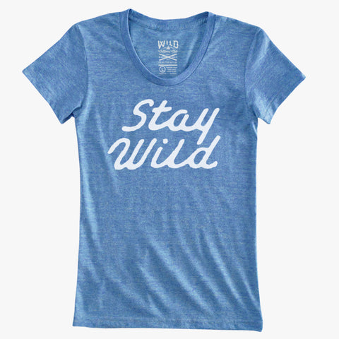 "STAY WILD" - HEATHER BLUE TRI-BLEND WOMEN'S TEE