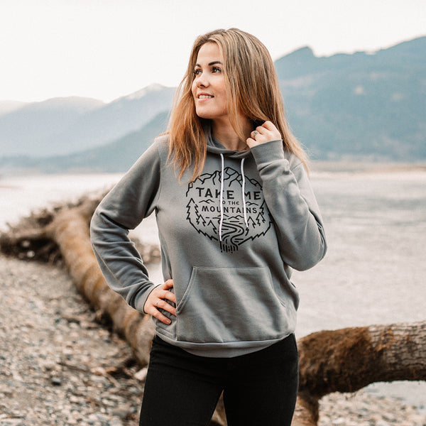 "TAKE ME TO THE MOUNTAINS" SPONGE FLEECE HOODY