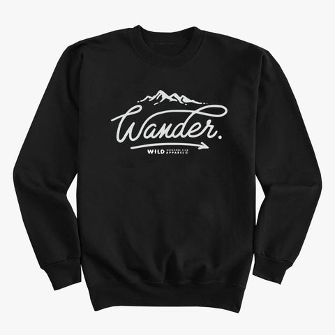 "WANDER" CREW NECK SWEATSHIRT / BLACK