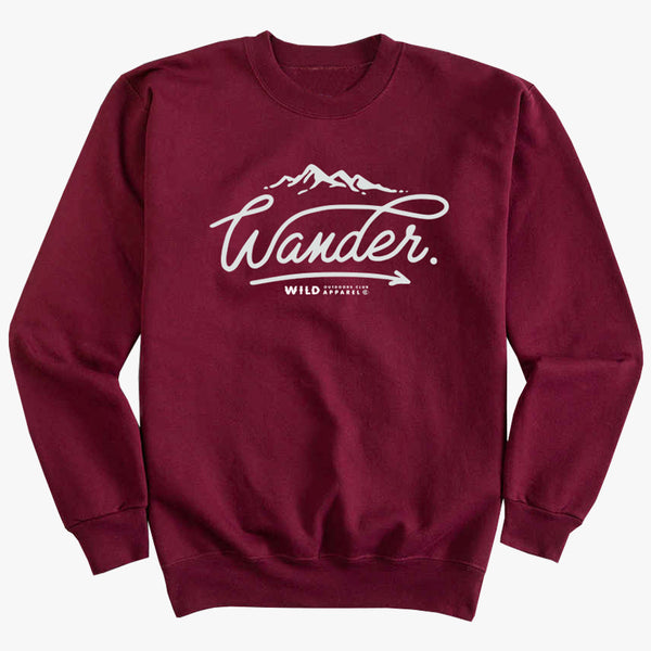 "WANDER" CREW NECK SWEATSHIRT / BURGUNDY
