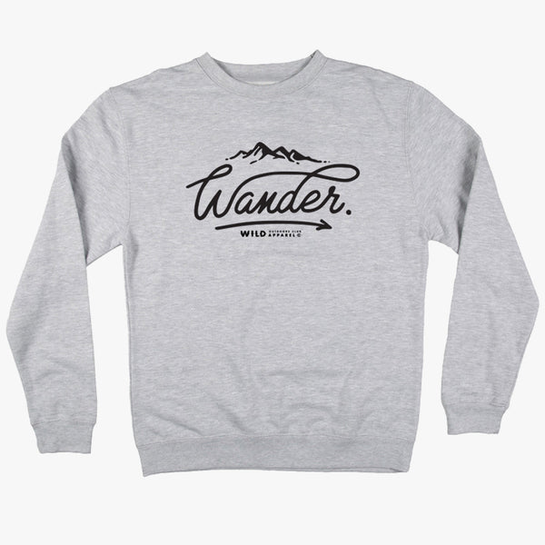 "WANDER" UNISEX CREW NECK SWEATSHIRT / ATHLETIC HEATHER