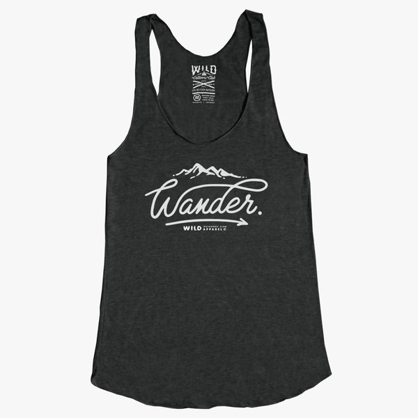 "WANDER" - WOMEN'S TRI-BLEND RACER-BACK TANK - CHARCOAL HEATHER