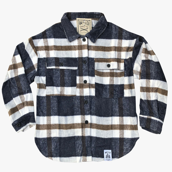 "WILD" WOMEN'S PLAID JACKET - NAVY/BROWN