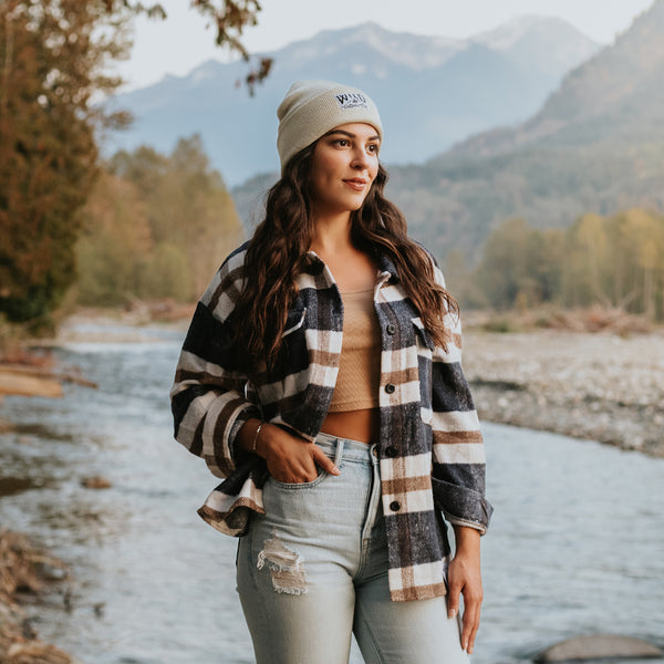 "WILD" WOMEN'S PLAID JACKET - NAVY/BROWN