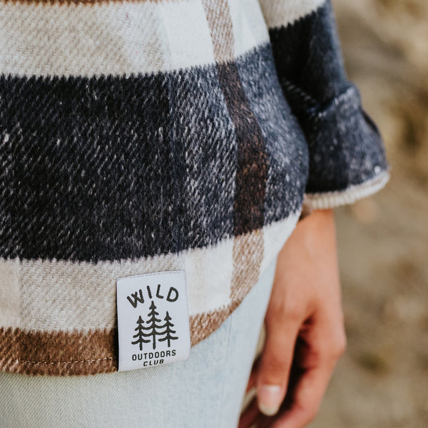 "WILD" WOMEN'S PLAID JACKET - NAVY/BROWN