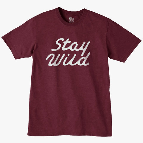 "STAY WILD" - MENS TEE - BURGUNDY