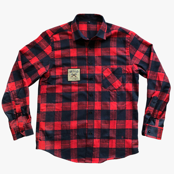 "LUMBERJACK" UNISEX  RED PLAID BUTTON-UP