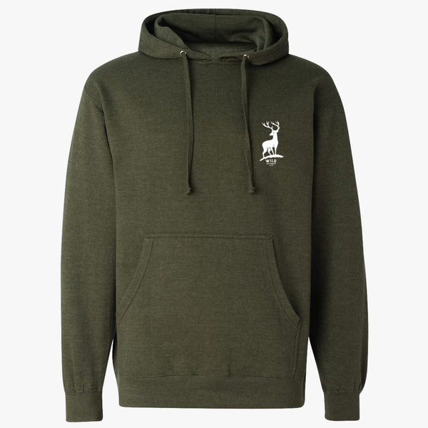 "STAG" HOODY - OLIVE HEATHER