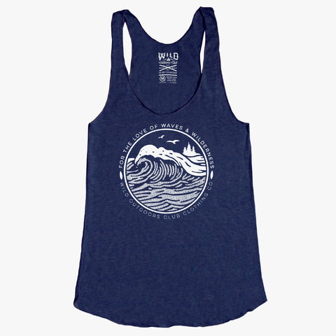 “WAVES" - WOMEN'S TRI-BLEND RACER-BACK TANK - PACIFIC HEATHER